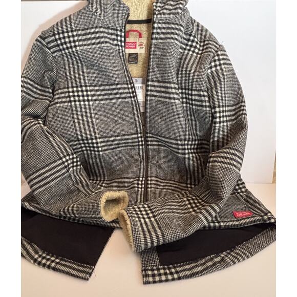 Stormy Kromer Jacket Womens L Metro Wool Sherpa Swallowtail Black White Plaid - Picture 6 of 16